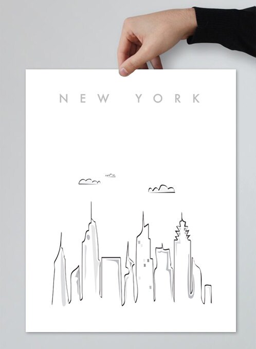 New York City Printable Wall Art Illustration Graphic Design | Etsy