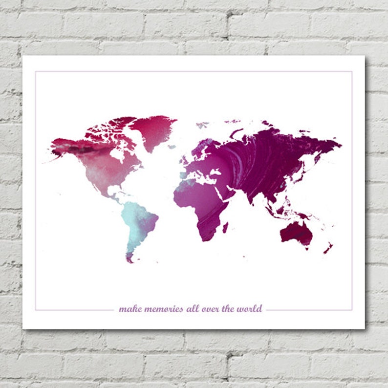 world map poster printable wall art illustration graphic