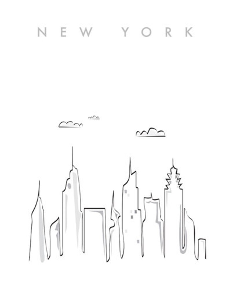 New York City Printable Wall Art Illustration Graphic Design | Etsy