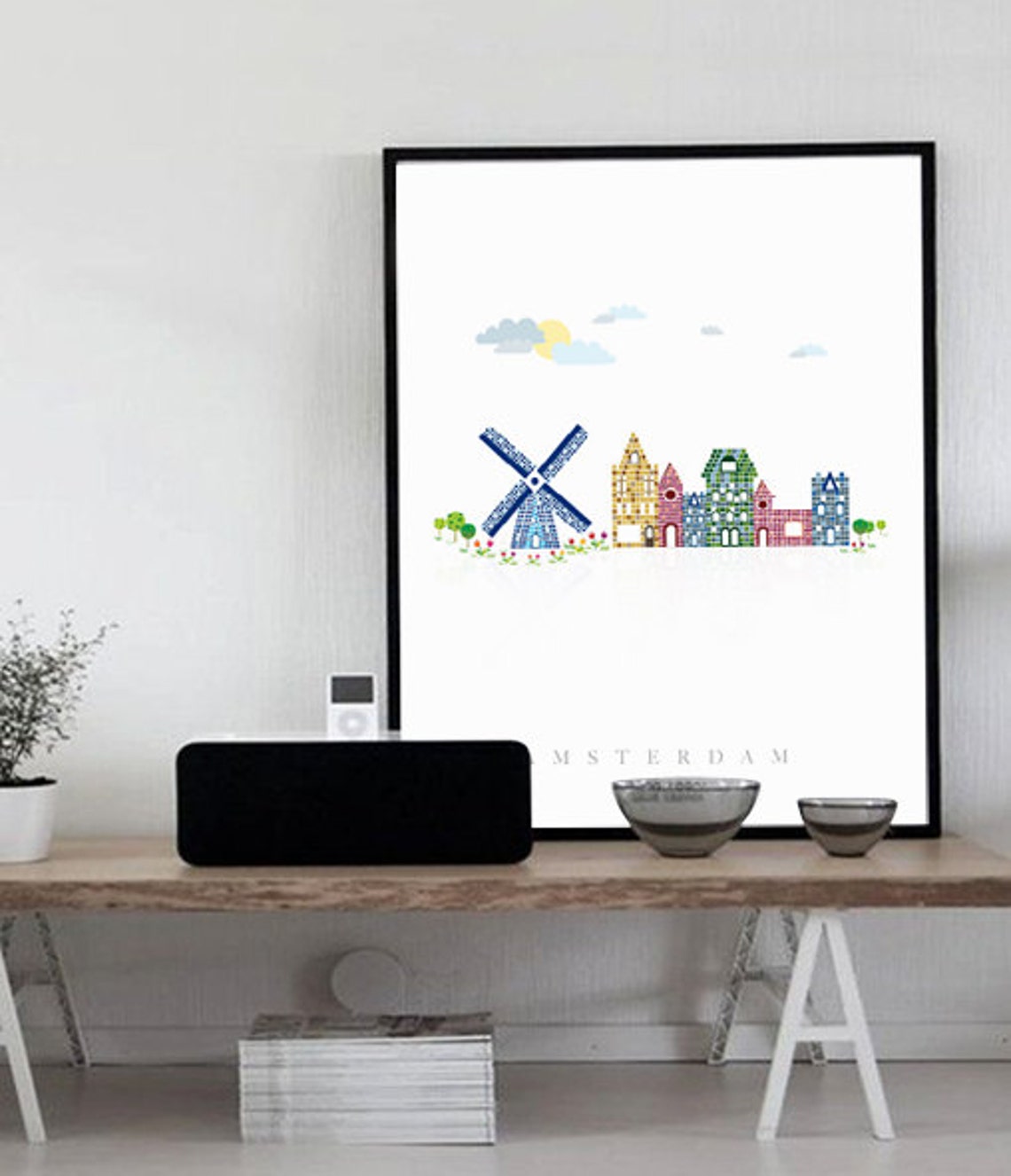 AMSTERDAM City Printable Poster Illustration Graphic Design - Etsy