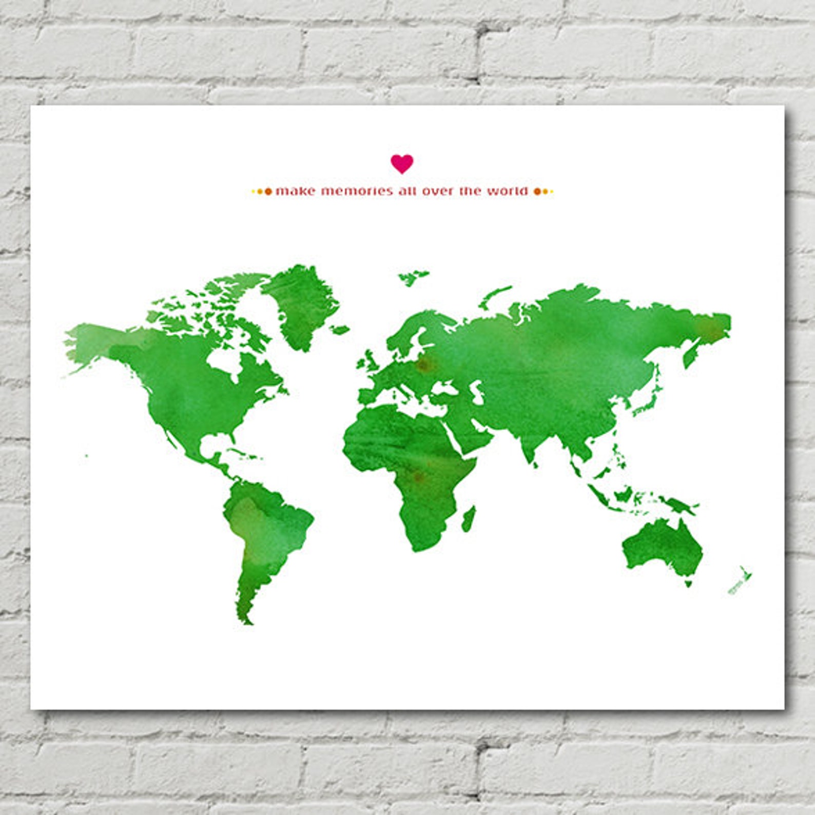 World Map Poster Printable Wall Art Illustration Graphic Etsy