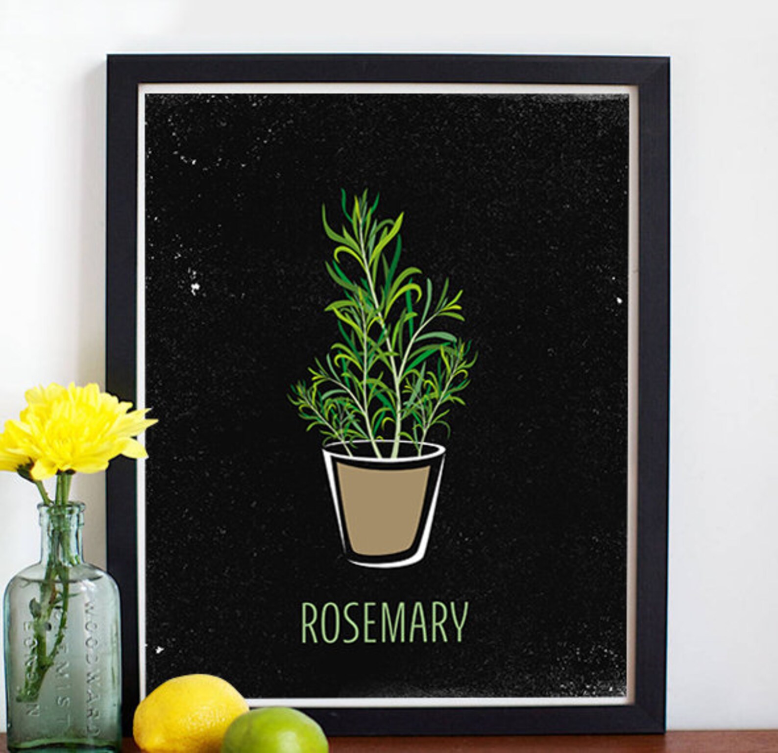 Rosemary Herbs Kitchen Poster Garden Plants Spices Graphic Etsy
