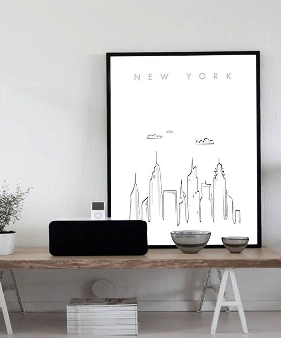 New York City Printable Wall Art Illustration Graphic Design | Etsy