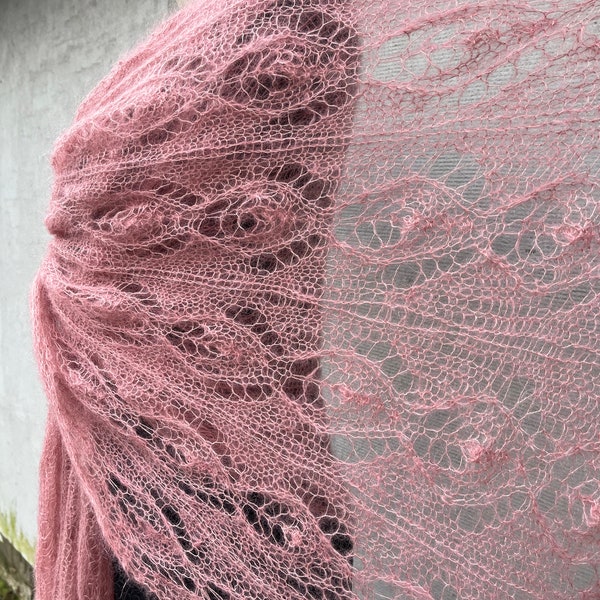 Rosa lace scarf Evening wrap Mohair shawl Lightweight kidsilk shawl hand  knit lace mohair Stola Bridal cover