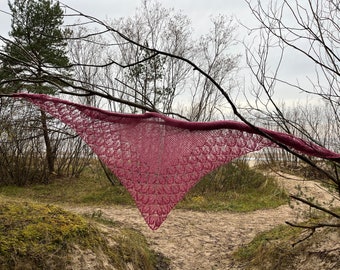 Châle triangle en dentelle et soie d'alpaga tricoté à la main Châle en dentelle d'alpaga tricoté à la main Châle en soie d'alpaga léger motif feuilles Châle de soirée en dentelle