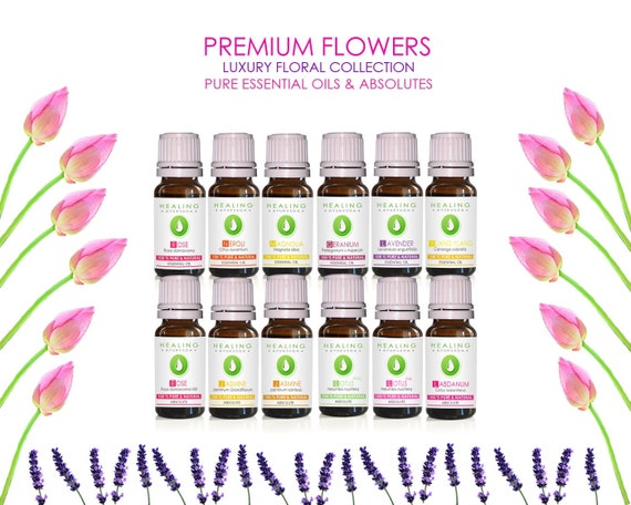 Premium floral oils collection- Floral essential oils and absolutes set - Natural flower oils - Aromatherapy oils -natural flower oils set