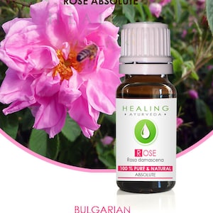 Absoluto de rosa - Rosa damascena - Aceite de rosa búlgara natural, aceite de rosa sin diluir - Absoluto de rosa premium - Aceite de rosa genuino - Baño y belleza