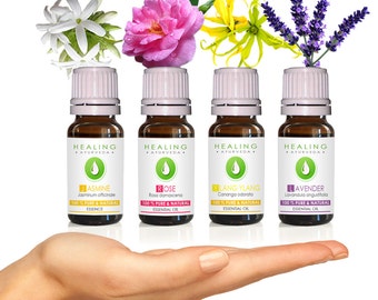 Flower Essential oils set - Sensual Aromatherapy oils - skin care - Bath & beauty oils set -Floral essential oils- Uplifting - Pure essences