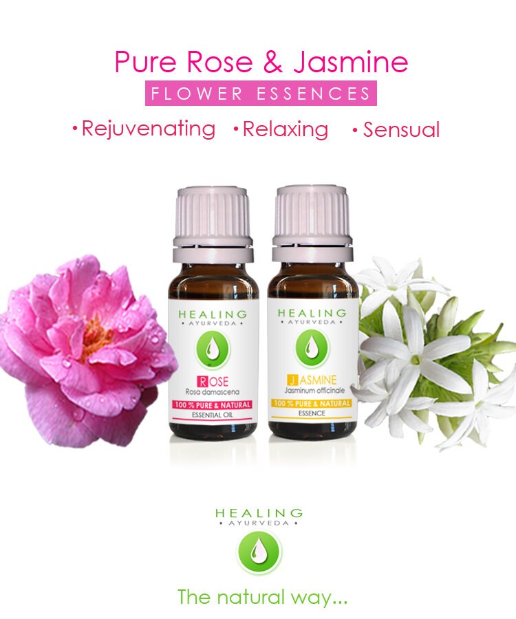 Essential Oils Set Flower Essentials Rose Otto Jasmine Oil Set Bath Beauty Oils Set Aromatherapy Skin Care Sensual Harmonizing