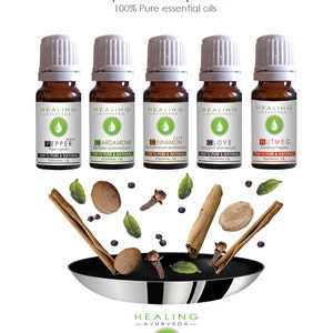 Spice Essential oils- Natural Spice oils-100% Pure essential oils set- Aromatherapy oils- Natural oils- Cinnamon oil, Cardamom oil