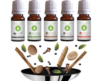 Spice Essential oils- Natural Spice oils-100% Pure essential oils set- Aromatherapy oils- Natural oils- Cinnamon oil, Cardamom oil
