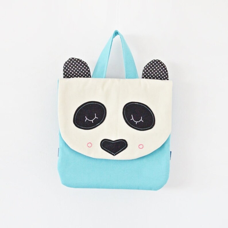 Little Panda backpack handmade backpack panda Collector/'s backpack panda bag blue bag cute panda personalization collector
