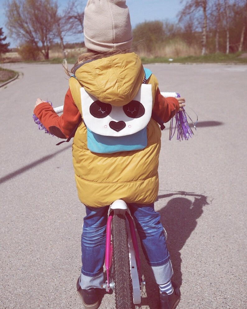 Little Panda backpack handmade backpack panda Collector/'s backpack panda bag blue bag cute panda personalization collector