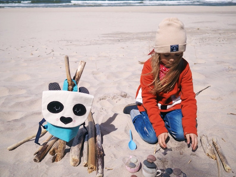 Little Panda backpack handmade backpack panda Collector/'s backpack panda bag blue bag cute panda personalization collector