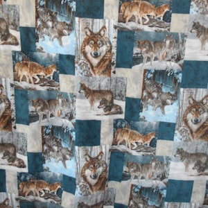 Wolf Pattern Fleece Blanket/ Full size