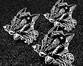 Trust No Man Punk Rose Wolf Hard Enamel Pin Gen. 3 w/ FREE STICKER