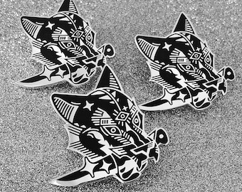 Victorious Punk Knife Cat Hard Enamel Pin Gen. 3 w/ FREE STICKER