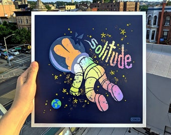 Rainbow Holographic Solitude Space 12x12 Cardstock Print w/ FREE STICKER
