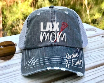 LAX Mom Hat - Lacrosse Mom Hat - Custom Number - Custom Name - Distressed Trucker Hat - Dad Hat - Glitter - Lacrosse Mom - Lacrosse Gift