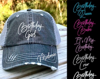 Sassy Birthday Girl Hat - Birthday Squad  Hat - It's My Birthday Hat - Birthday Babe Hat - Birthday Crew - Distressed Trucker Hat - Dad Hat