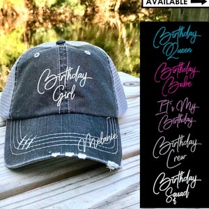 Sassy Birthday Girl Hat - Birthday Squad  Hat - It&#39;s My Birthday Hat - Birthday Babe Hat - Birthday Crew - Distressed Trucker Hat - Dad Hat