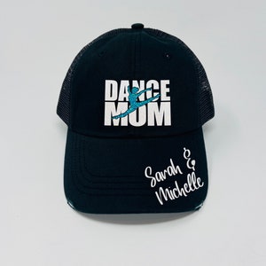 Dance Mom Hat - Custom Dance - Custom Name - Distressed Trucker Hat - Dad Hat - Glitter - Gifts for a Dance Mom  - Dance Gift - Dancing
