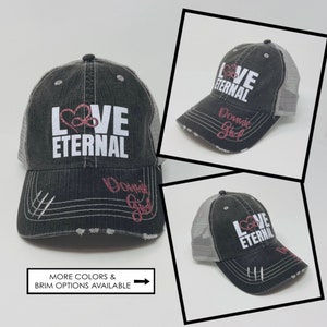 Love Eternal Hat - Distressed Trucker Hat  - Glitter - Custom Colors - Donnie Girl, Joy Girl, Jon Girl, Danny Girl, Jordan Girl