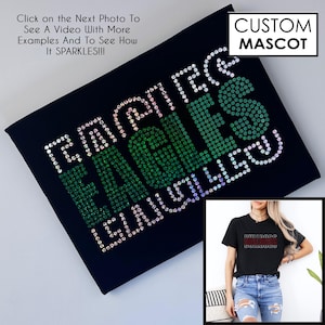 Customizable School Mascot Shirt With Faux Rhinestones  - Teacher Spirit Shirt - College Colors - Team Spirit - Eagles, Bulldogs, Lions etc.