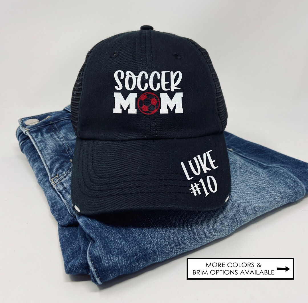 Soccer Mom Hat Soccer Hat Custom Number Custom Name Distressed Trucker