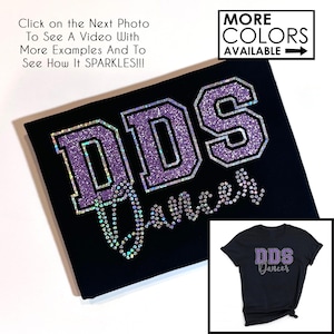 Customizable Dance School Letters Shirt With Faux Rhinestones and Glitter - Dancer Shirt - School Colors - Sparkly - Competition Dance