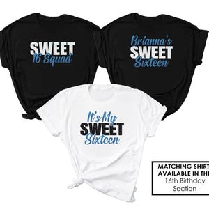 Camiseta "Es mi dulce 16" - Camiseta personalizada con brillantina para la dulce 16ª cumpleaños - Camisetas para chicas de 16 años - Conjunto brillante para la fiesta de 16º cumpleaños - Grupo de la dulce 16ª fiesta imagen 3