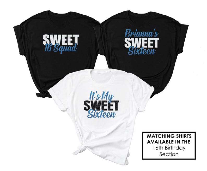 Camiseta "Es mi dulce 16" - Camiseta personalizada con brillantina para la dulce 16ª cumpleaños - Camisetas para chicas de 16 años - Conjunto brillante para la fiesta de 16º cumpleaños - Grupo de la dulce 16ª fiesta imagen 3