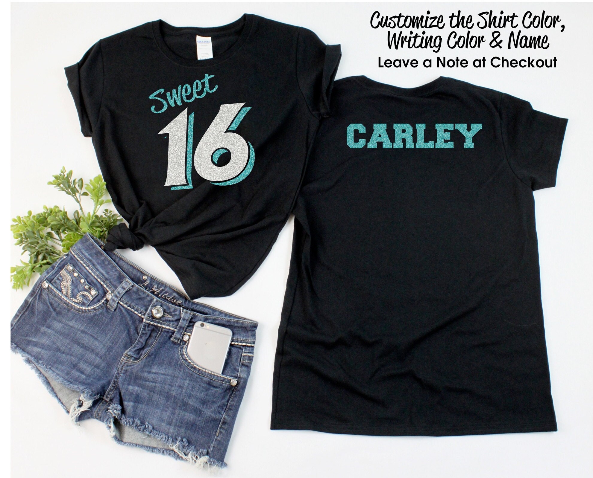Sweet 16 Birthday Shirt With A Name On The Back You Customize Etsy