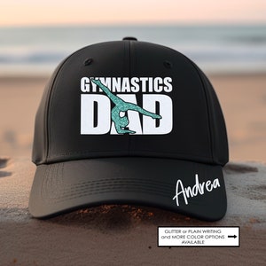 Gymnastics Dad Hat - Custom Name - Trucker Hat -  Dad Hat - Glitter - Gifts for a Gymnastics Dad  - Gymnast - Gift - Custom Colors