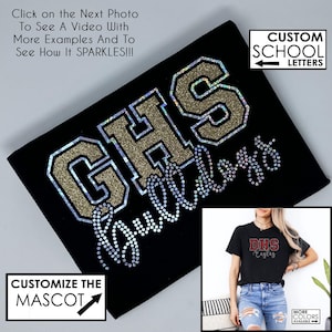Custom School Name Shirt with a Mascot and Faux Rhinestones and Glitter - Teacher Spirit Shirt - College Colors - Team - Mom - Bulldogs