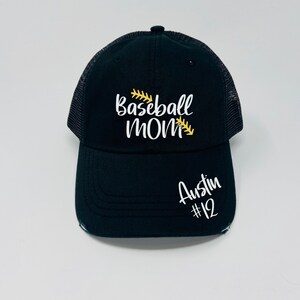 Baseball Mom Hat - Custom Number - Custom Name - Distressed Trucker Hat - Dad Hat - Glitter - Gifts for a Baseball Mom - Baseball Gift immagine 2