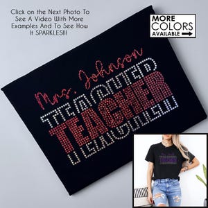 Teacher Shirt with a Name and Faux Rhinestones  - Teacher Spirit Shirt - School Colors - Team Spirit - Sparkle - Bling - Spangles - Sequins