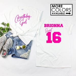 Sassy Birthday Girl Shirt with Sweet 16 on the back - Personalize the Name and Colors - Glitter -16th Birthday Shirt - Sweet Sixteen T Shirt