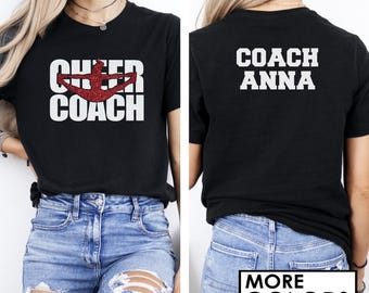 Cheer Coach Shirt with a NAME on the Back - Toe Touch - Best Cheer Coach - You Choose the COLORS - Coach Gift - Cheer Coach Shirt Women