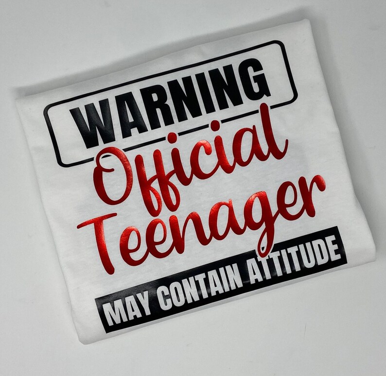Warning Official Teenager May Contain Attitude Shirt - Officially a Teenager - Custom Colors - Glitter - 13th Birthday - Birthday Girl Shirt image 2
