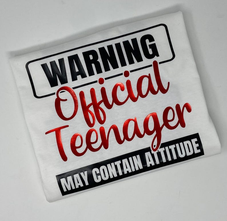 Warning Official Teenager May Contain Attitude Shirt - Officially a Teenager - Custom Colors -Glitter - 13th Birthday - Birthday Girl Shirt imagem 2