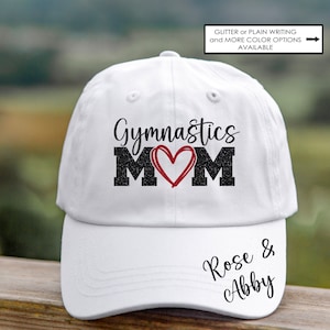 Gymnastics Mom Hat with a Heart - Custom Gymnastics - Custom Name - Trucker Hat - Dad Hat - Glitter - Gifts for a Gymnastics Mom  - Gymnast
