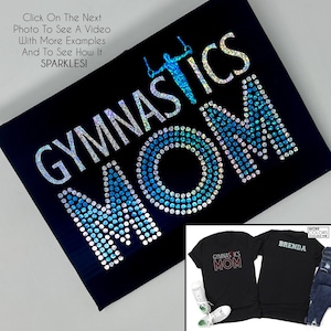 Gymnastics Mom Shirt with Boy Gymnast with Name on Back - Faux Rhinestone Shirt - Personalize the Colors  - Gifts for Mom -Custom Gymnastics