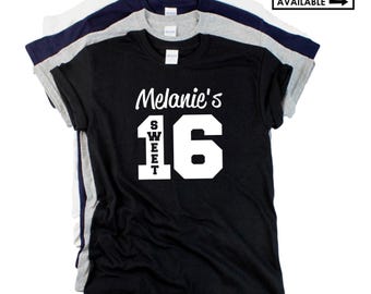 Customized Sweet Sixteen Shirt - Personalize the Colors - Glitter - Birthday Party Shirt - Sweet 16 Shirt - Squad Shirt- 16th Birthday Shirt