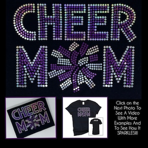 Cheer Mom Pom Pom Shirt - With Name - Personalized Colors  - Faux Rhinestone Shirt - Gifts for a Cheer Mom -Mom of Cheerleader- Custom Cheer
