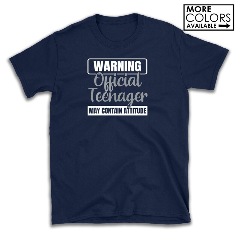 Warning Official Teenager May Contain Attitude Shirt - Officially a Teenager - Custom Colors - Glitter - 13th Birthday - Birthday Girl Shirt image 3