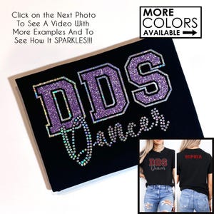 Customizable Dance School Letters Shirt With a Name on the Back - Faux Rhinestones and Glitter -  - Dancer Shirt - Sparkly-Competition Dance