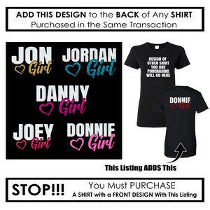 AGREGAR al dorso de una camiseta comprada en esta tienda - Jordan Girl, Joey Girl, Donnie Girl, Jon Girl, Danny Girl - Blockheads - Cruising