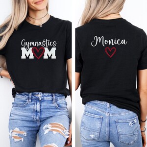 Gymnastics Mom Shirt with a Heart and a Name - Personalize the Colors  - Glitter - Gymnastics Mom Gift - Gymnastics Mom T-Shirt - Sparkly