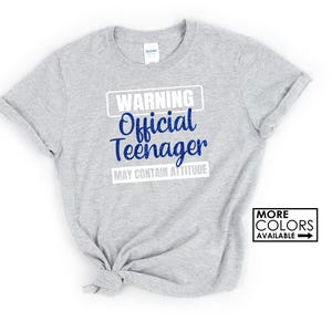 Warning Official Teenager May Contain Attitude Shirt - Officially a Teenager - Custom Colors -Glitter - 13th Birthday - Birthday Girl Shirt imagem 3